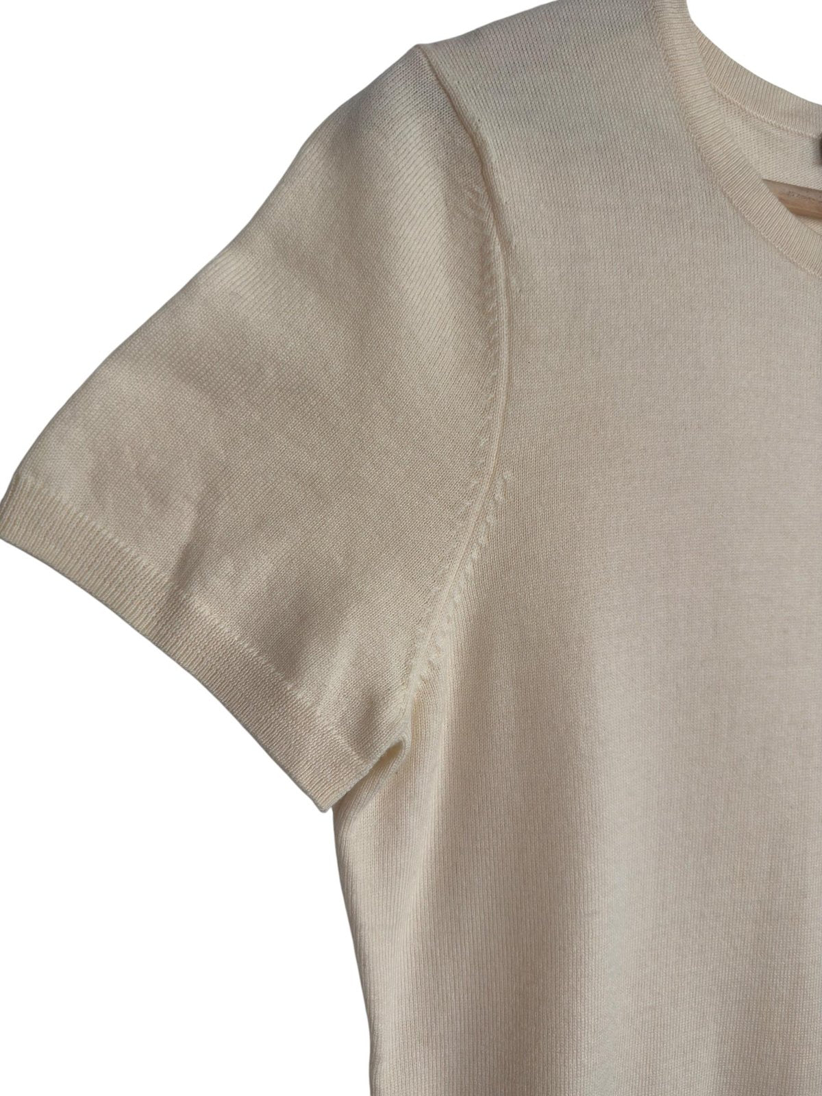 Brooks Brothers Merino Wool Short Sleeve Knit Top Cream
