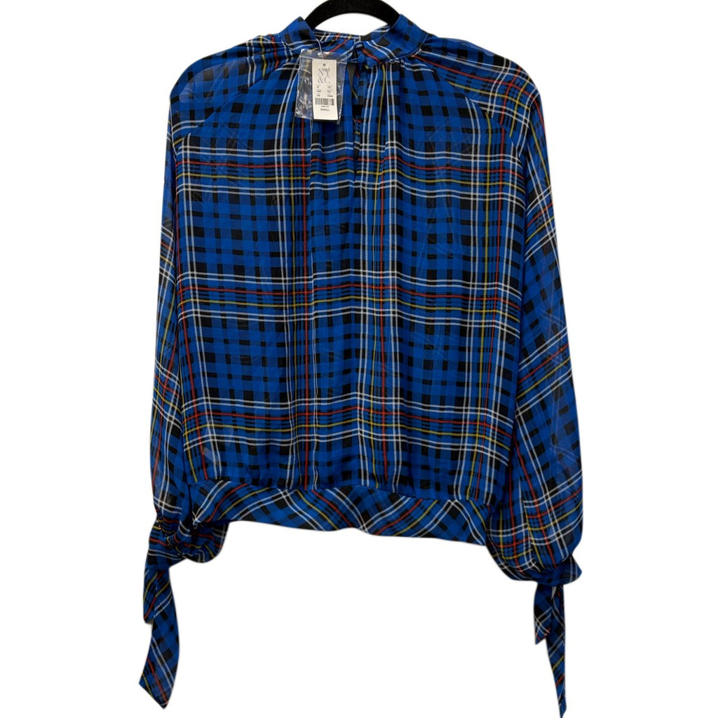 NY&C Blue Tartan Plaid Long Sleeve Blouse