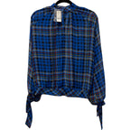 NY&C Blue Tartan Plaid Long Sleeve Blouse