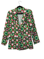 Closet Boutique Retro Floral Print Single-Button Blazer Green