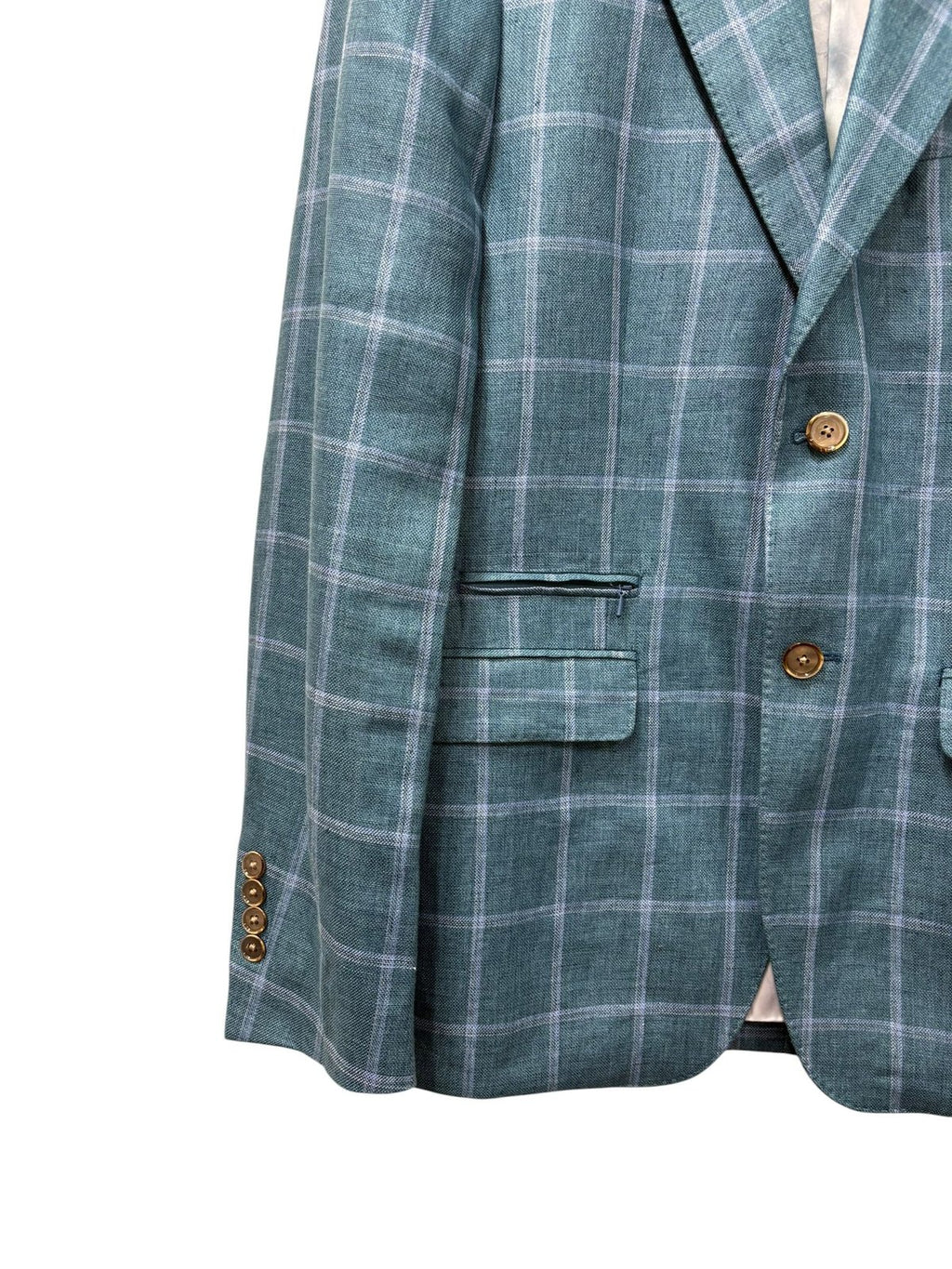 100% Linen Windowpane Check Sport Coat Size 40R