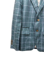 100% Linen Windowpane Check Sport Coat Size 40R