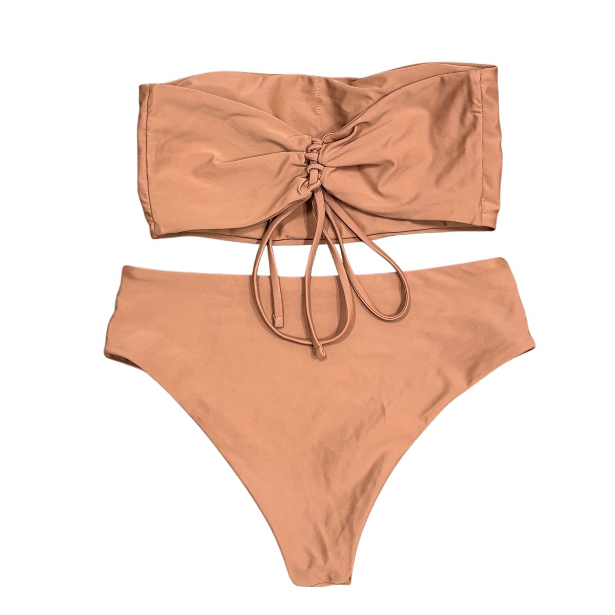 Shein Nude Two-Piece Bikini Set Strapless High-Waist