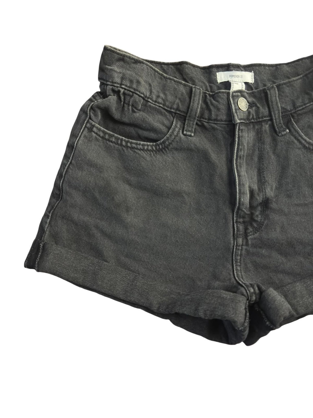 Forever 21 High-Rise Cuffed Black Denim Shorts