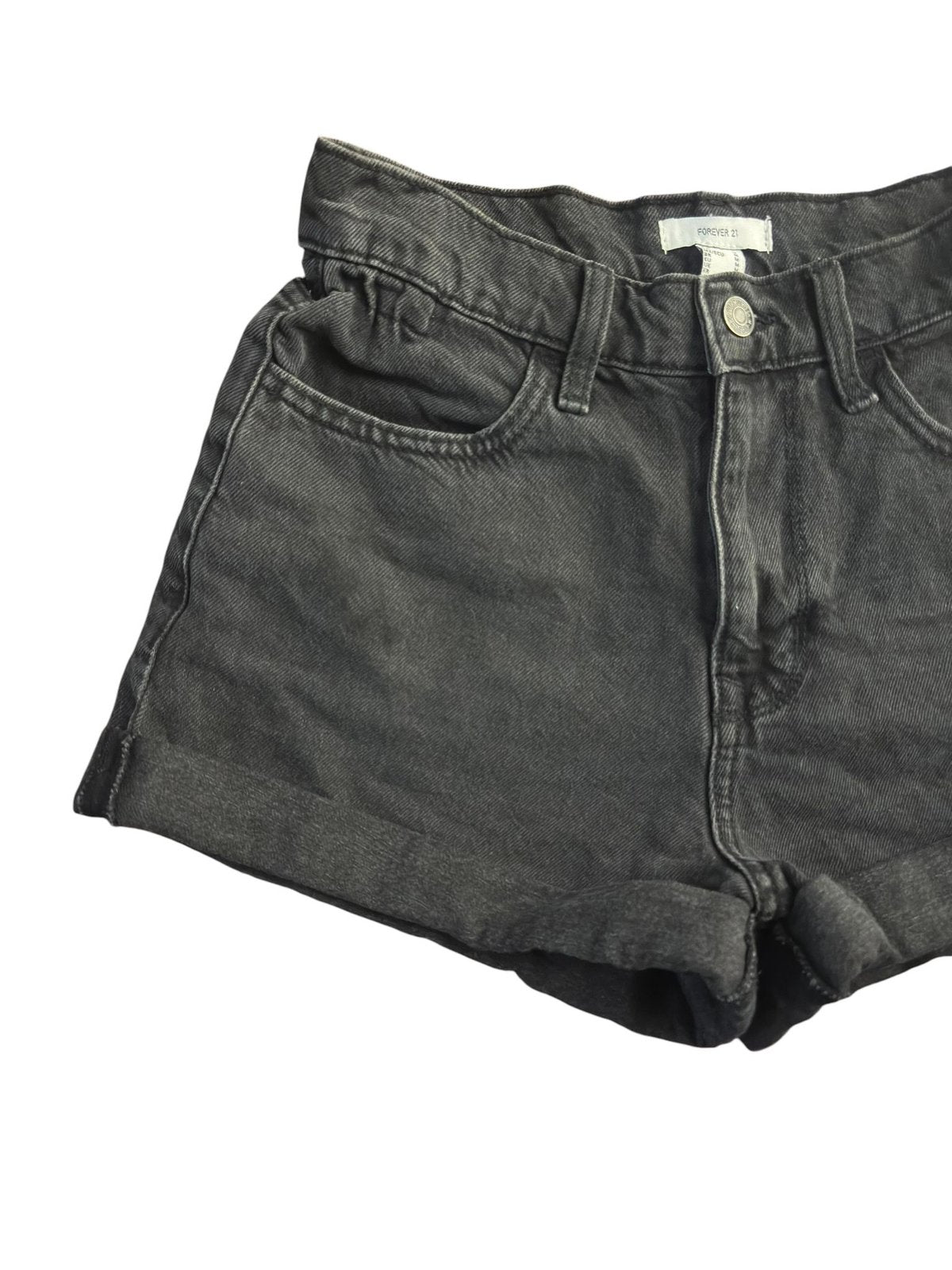 Forever 21 High-Rise Cuffed Black Denim Shorts