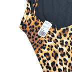 Leopard Print One-Piece Swimsuit Halter Back Black