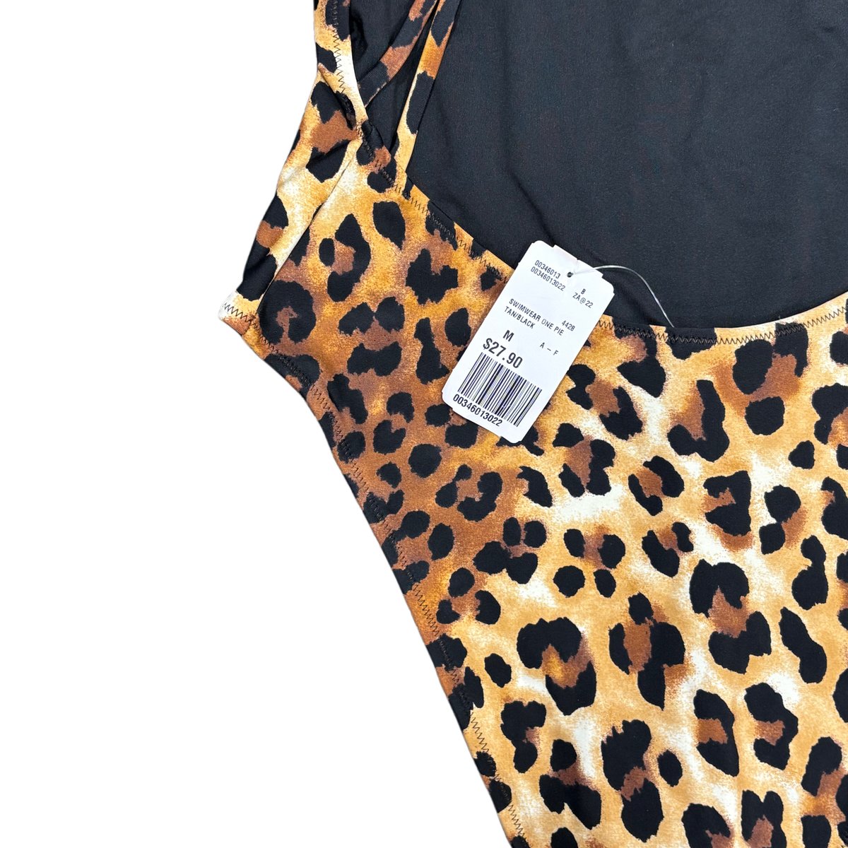Leopard Print One-Piece Swimsuit Halter Back Black