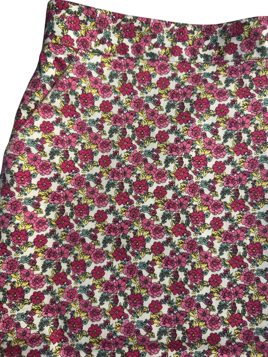 Brooks Brothers Ditsy Floral Linen Blend Pencil Skirt Cream