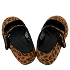 Leopard Print Mary Jane Ballet Flats Brown Black Size 8