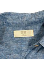Uniqlo Linen Sleeveless Button-Up Shirt Blue