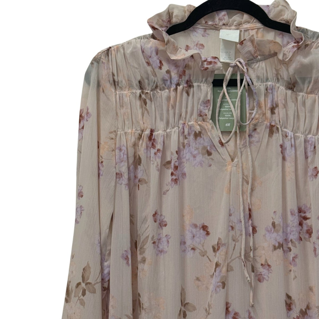 H&M Floral Chiffon Tiered Midi Dress XS