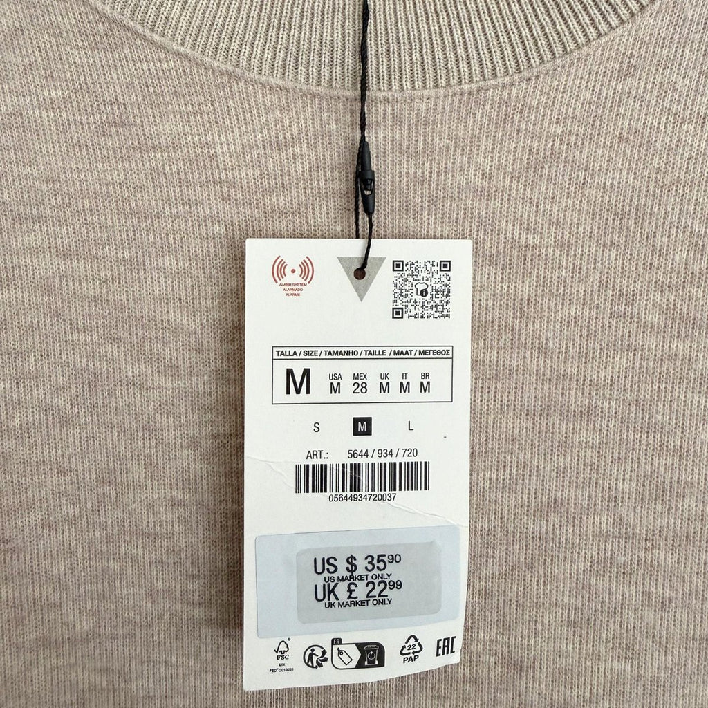 Zara Knit T-Shirt Mini Dress Beige