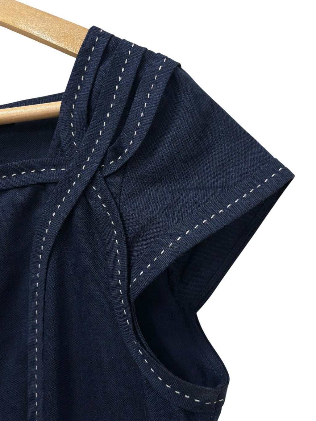 Brooks Brothers Linen Blend Cap-Sleeve Sheath Dress Navy