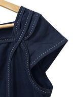 Brooks Brothers Linen Blend Cap-Sleeve Sheath Dress Navy