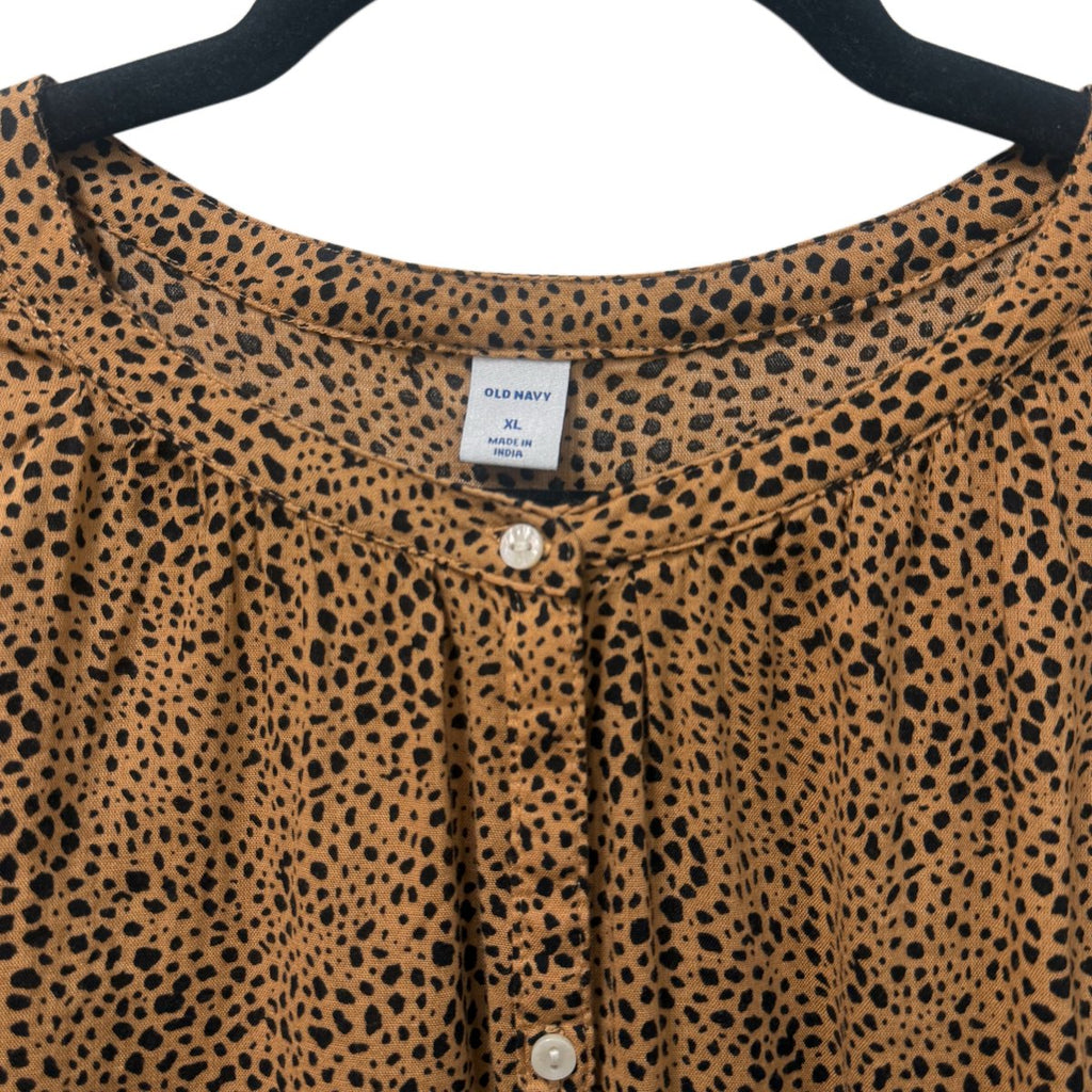 Old Navy Animal Print Long Sleeve Button-Front Blouse XL