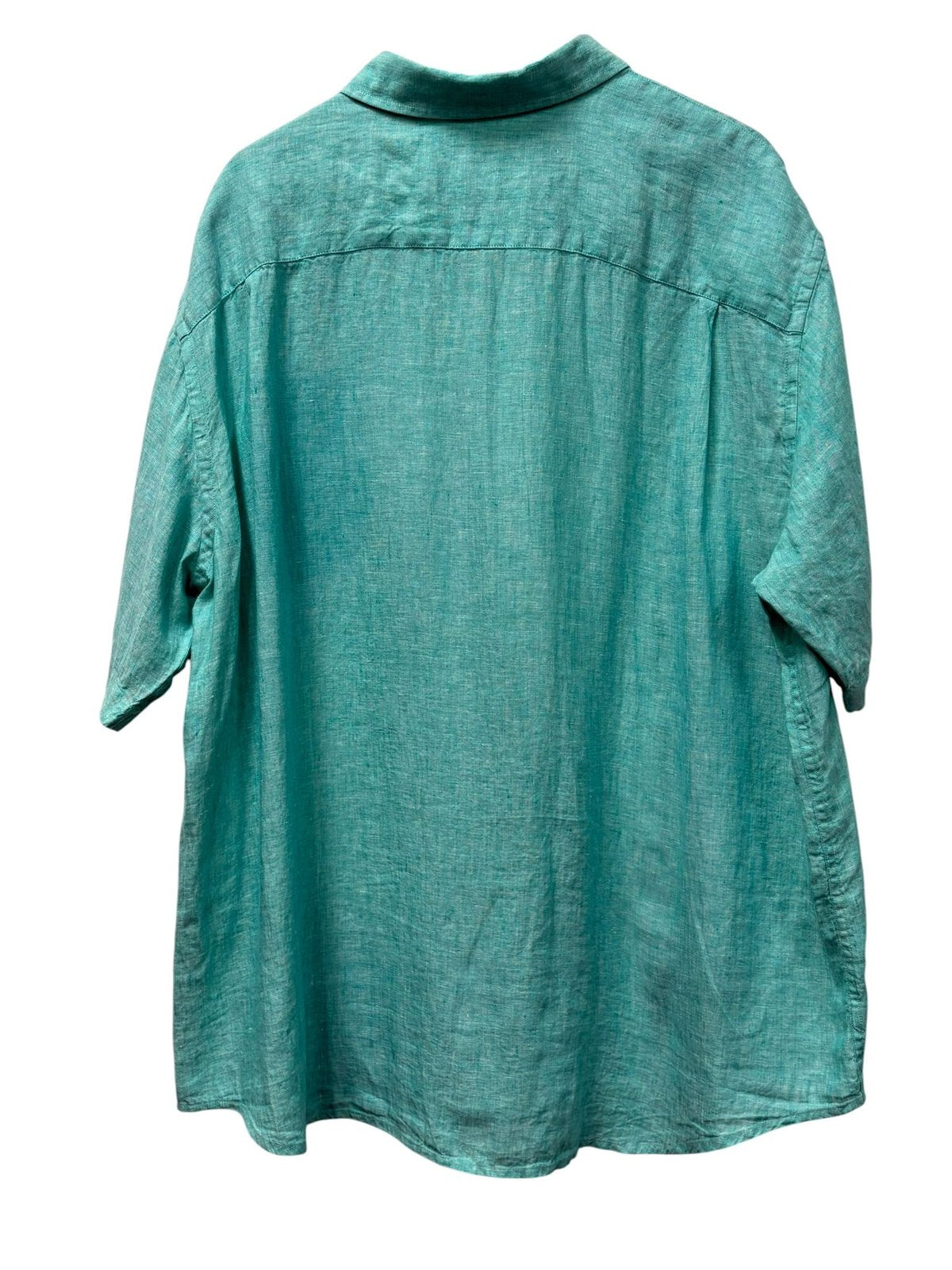 Jos. A. Bank 100% Linen Short-Sleeve Button-Up Shirt Teal