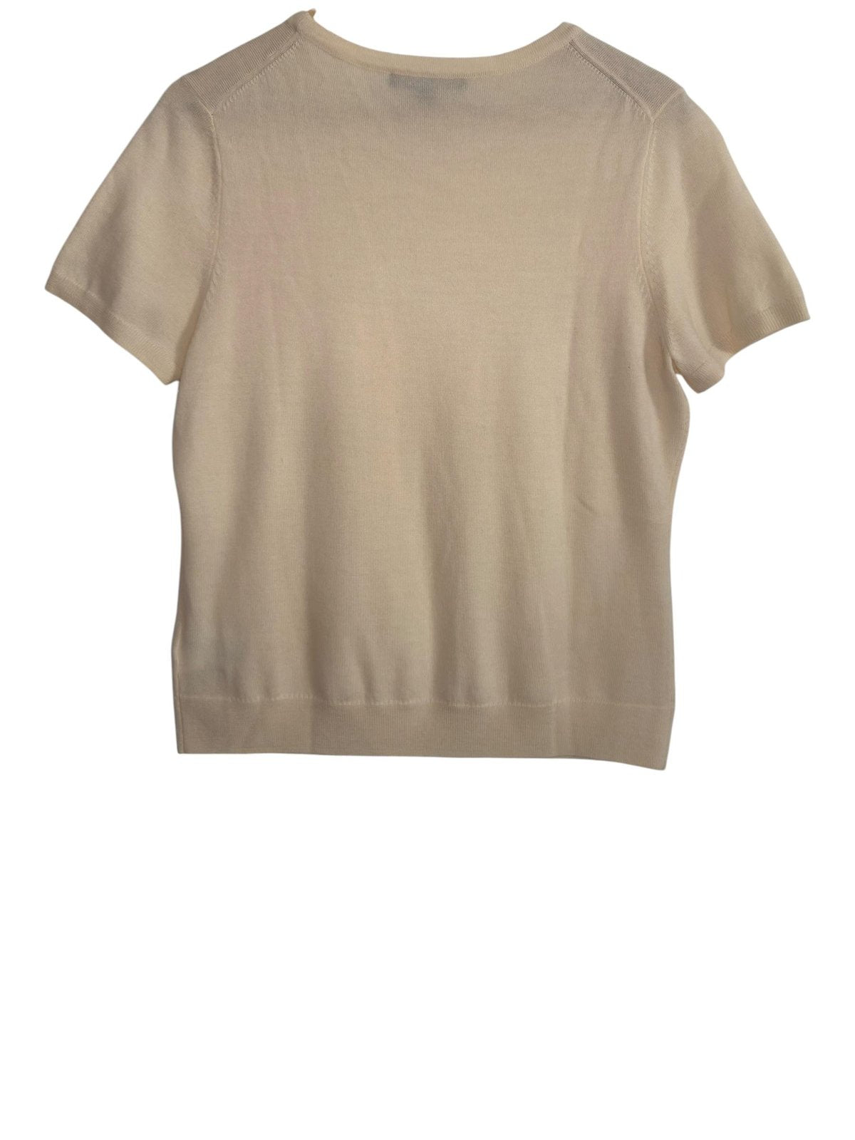 Brooks Brothers Merino Wool Short Sleeve Knit Top Cream