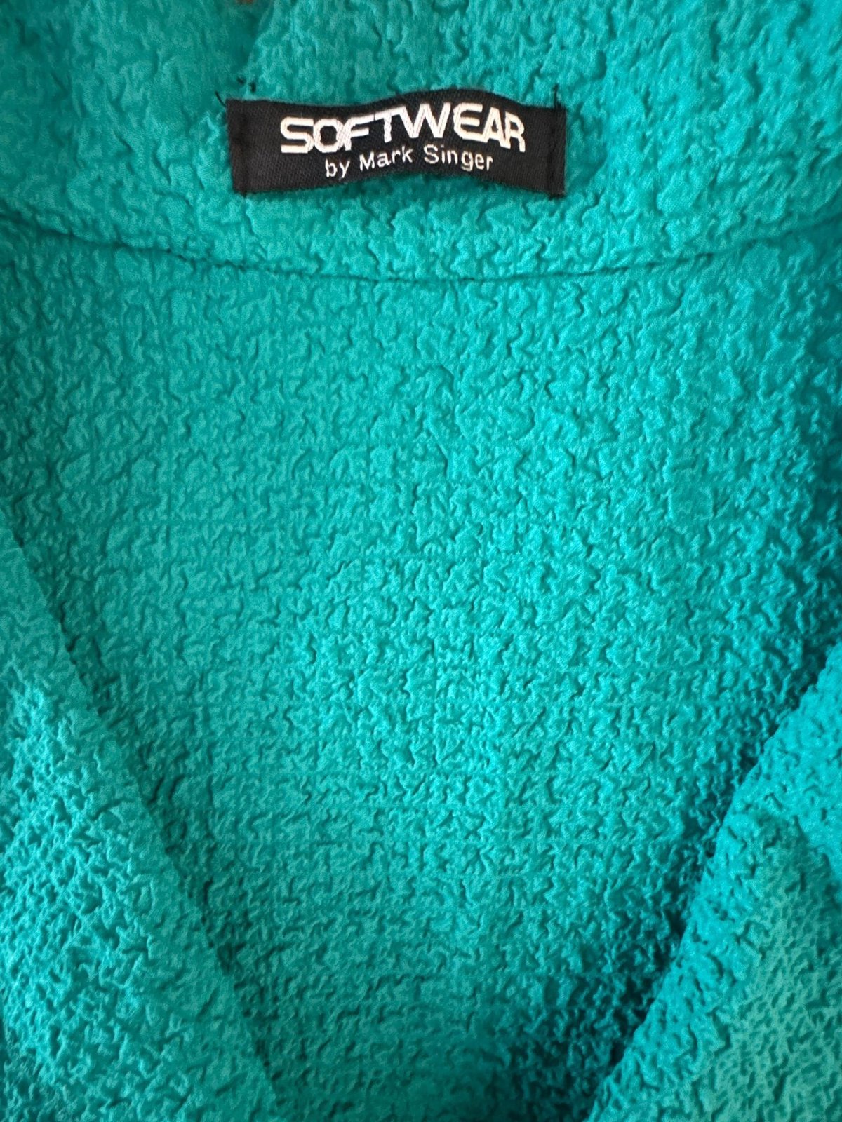 Softwear by Mark Singer Teal Button-Front Blouse