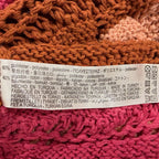 Zara Striped Open-Knit Polo Sweater Pink Brown