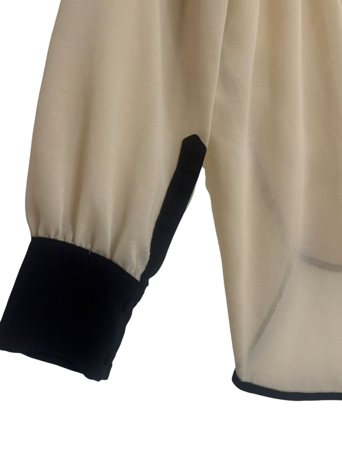 Bar III Sheer Colorblock Chiffon Blouse Beige Black XS