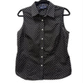 Jones New York Polka Dot Sleeveless Button-Down Blouse