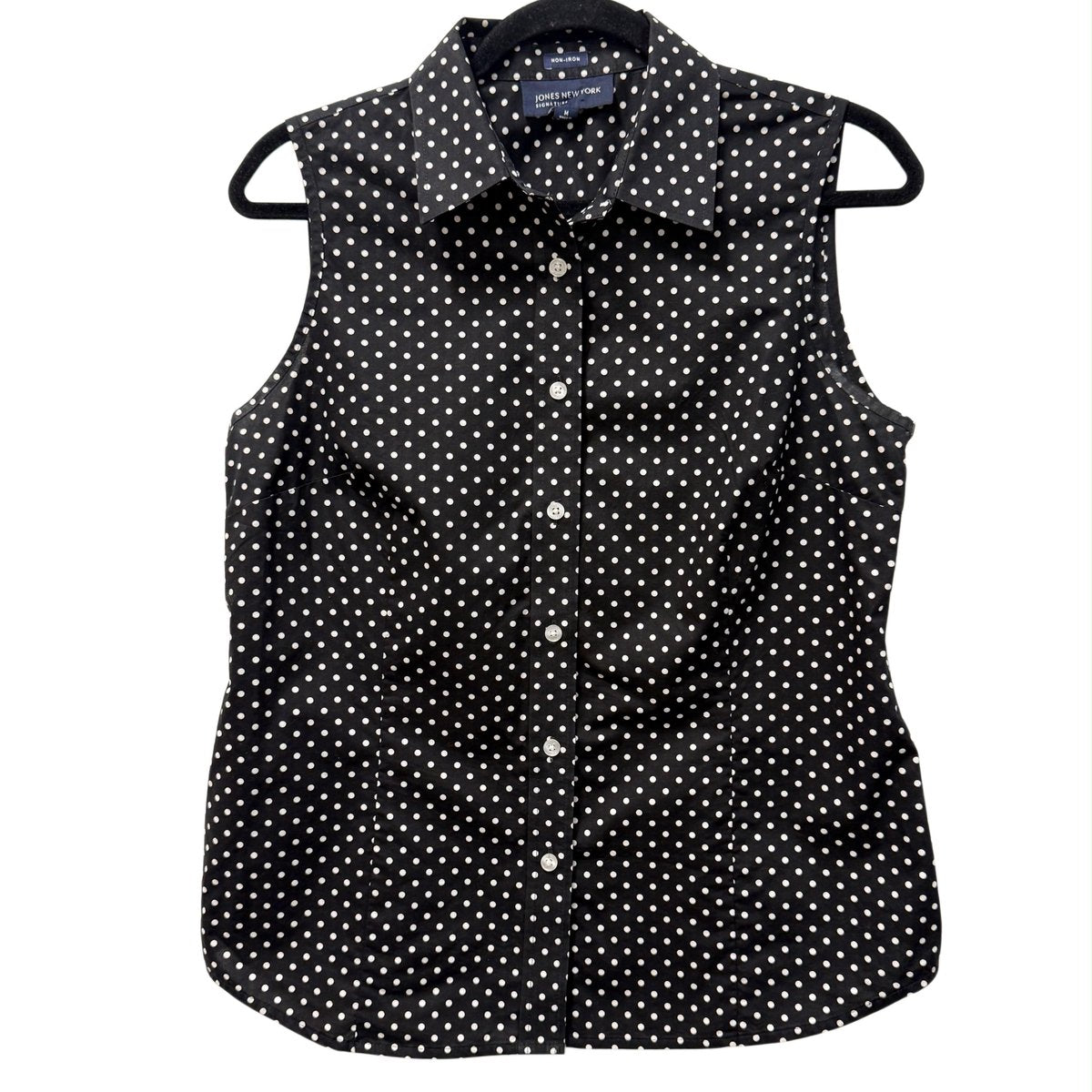 Jones New York Polka Dot Sleeveless Button-Down Blouse