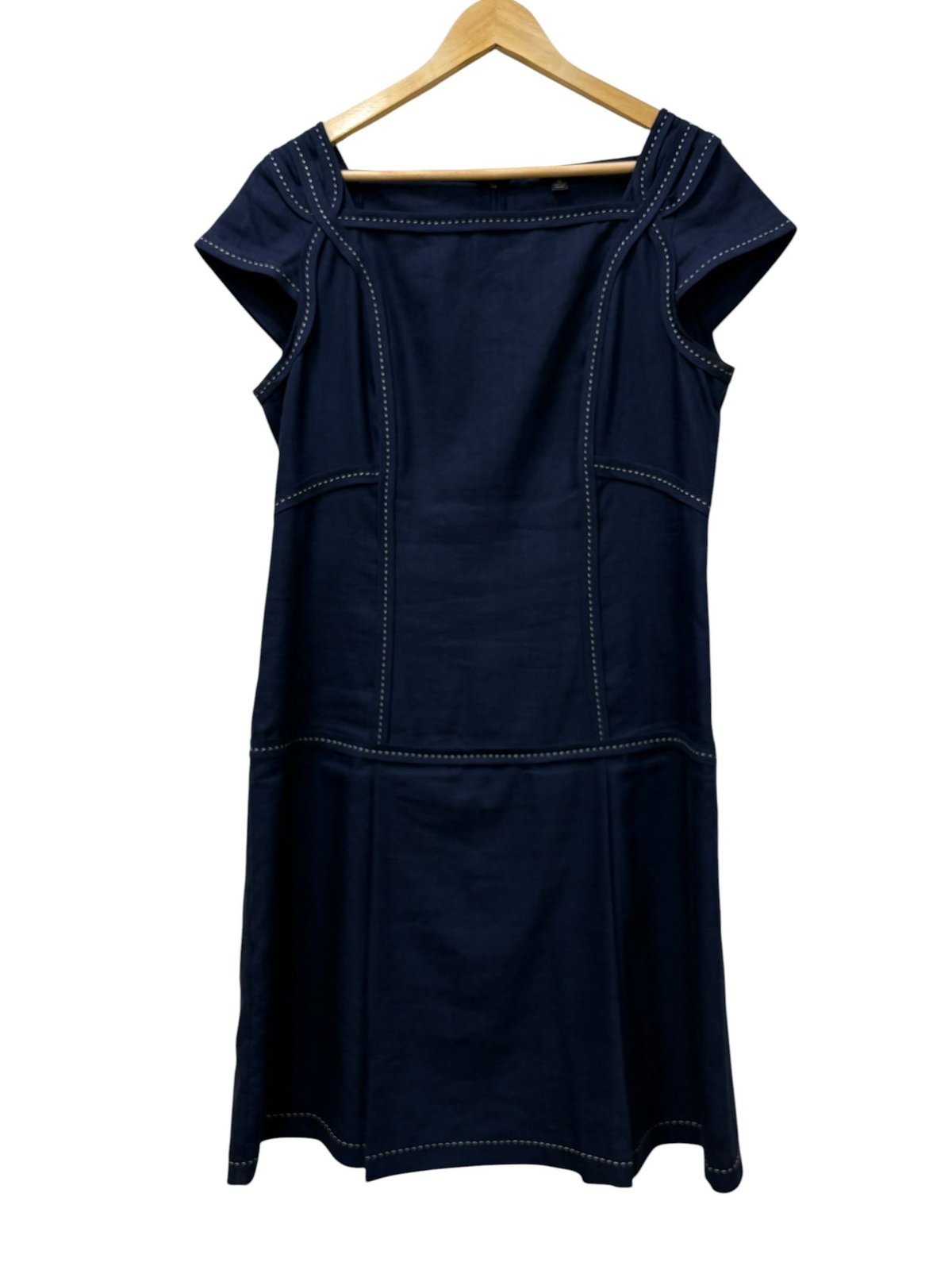 Brooks Brothers Linen Blend Cap-Sleeve Sheath Dress Navy