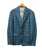 100% Linen Windowpane Check Sport Coat Size 40R