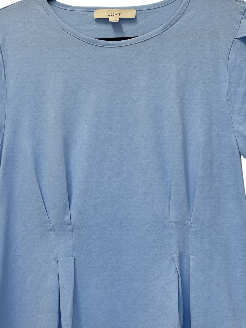 LOFT Flutter Sleeve Peplum Top Light Blue