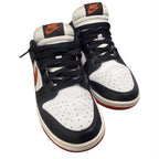 Nike Dunk Low White, Black and Dragon Red