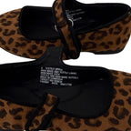 Leopard Print Mary Jane Ballet Flats Brown Black Size 8