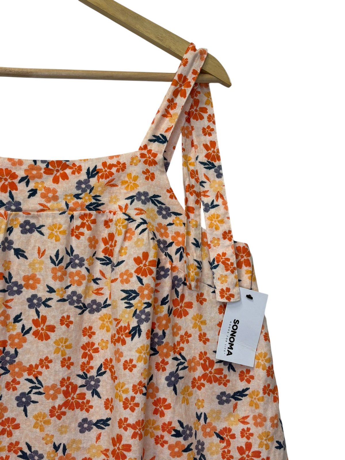 Sonoma Floral Tie-Strap Tank Top Peach Multi