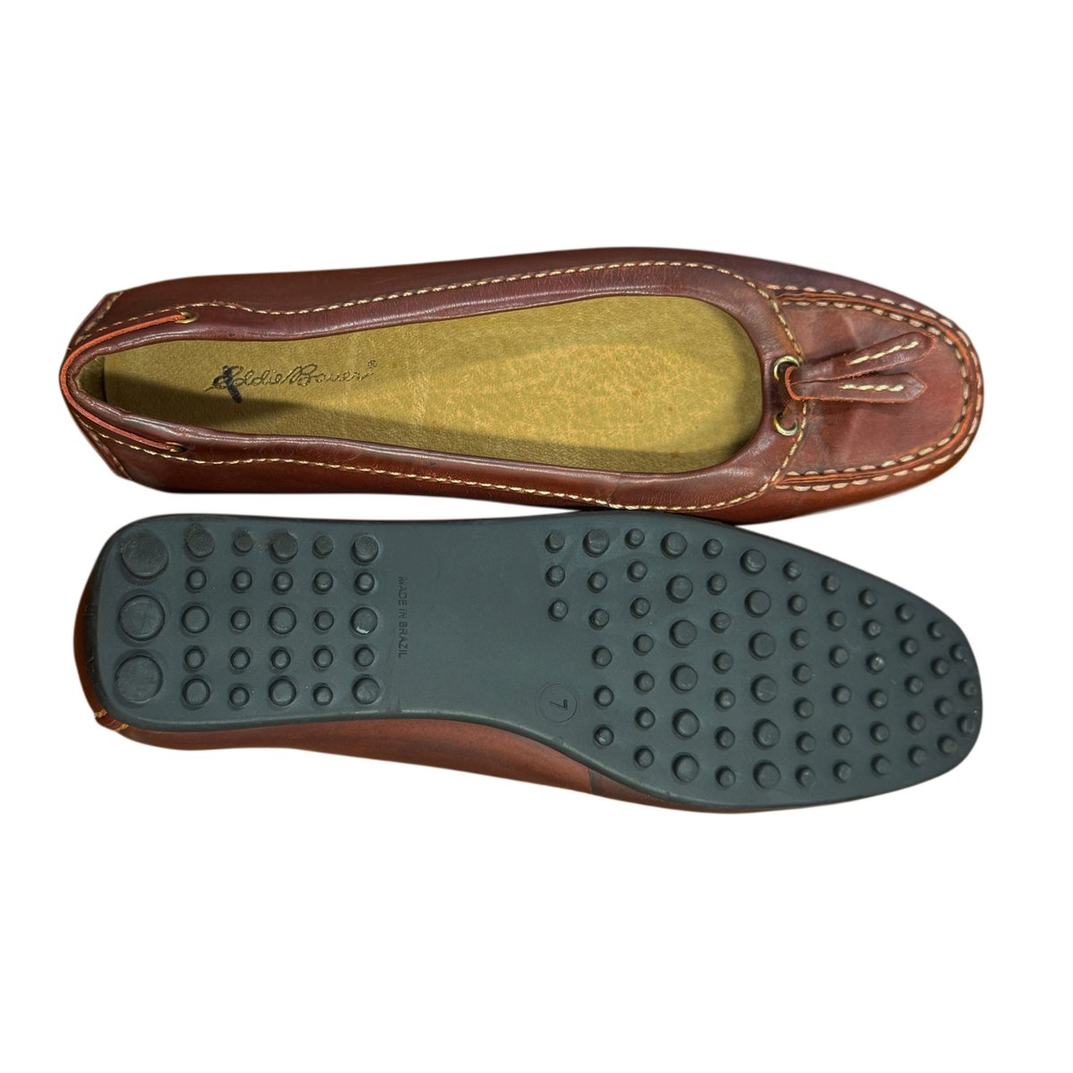 Eddie Bauer Leather Tassel Moccasin Driving Flat Brown