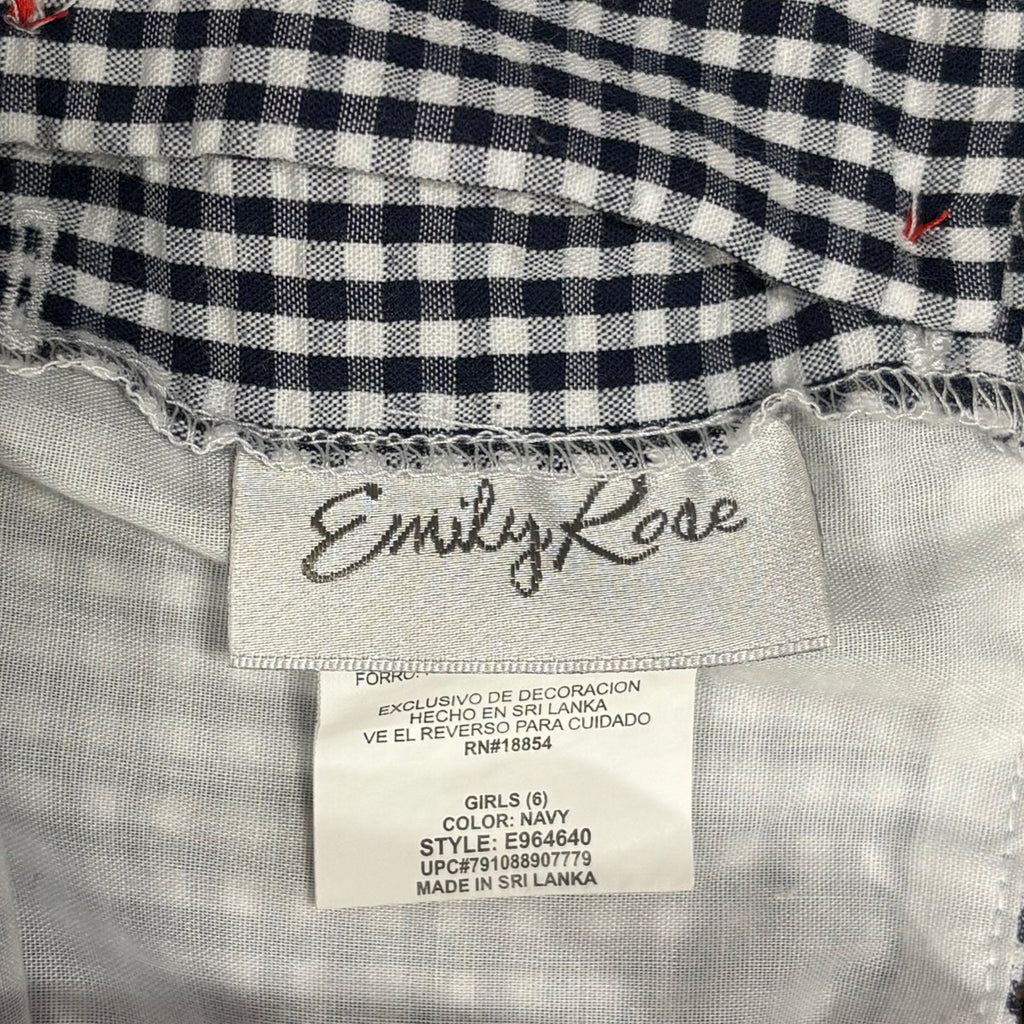Emily Rose Navy Gingham Ladybug Appliqué Girls Dress Size 6