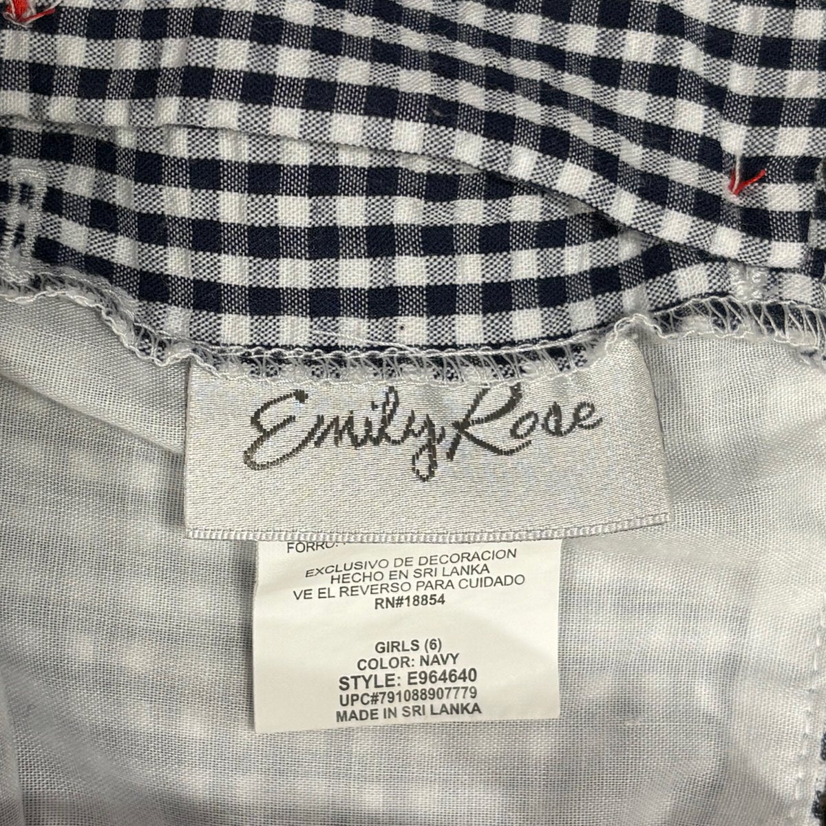 Emily Rose Navy Gingham Ladybug Appliqué Girls Dress Size 6
