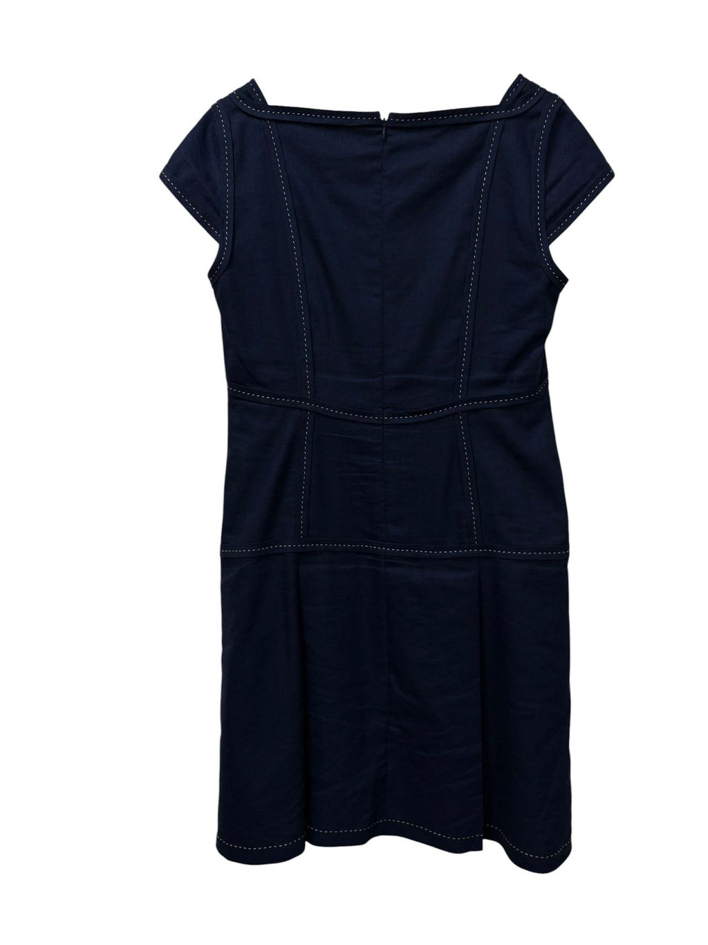 Brooks Brothers Linen Blend Cap-Sleeve Sheath Dress Navy