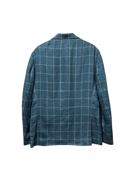 100% Linen Windowpane Check Sport Coat Size 40R