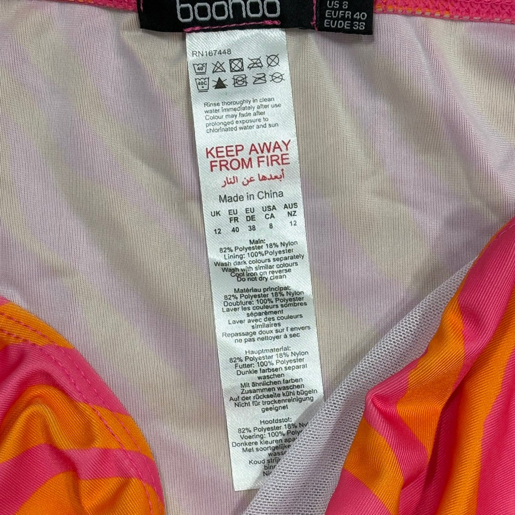 Boohoo Tummy Control Zebra O-Ring Bikini Set Pink