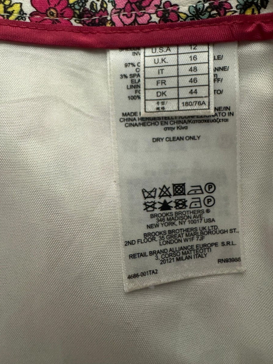 Brooks Brothers Ditsy Floral Linen Blend Pencil Skirt Cream