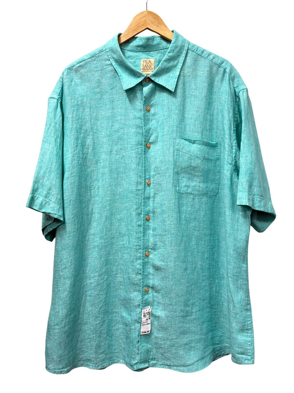 Jos. A. Bank 100% Linen Short-Sleeve Button-Up Shirt Teal