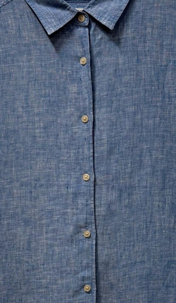 Uniqlo Linen Sleeveless Button-Up Shirt Blue