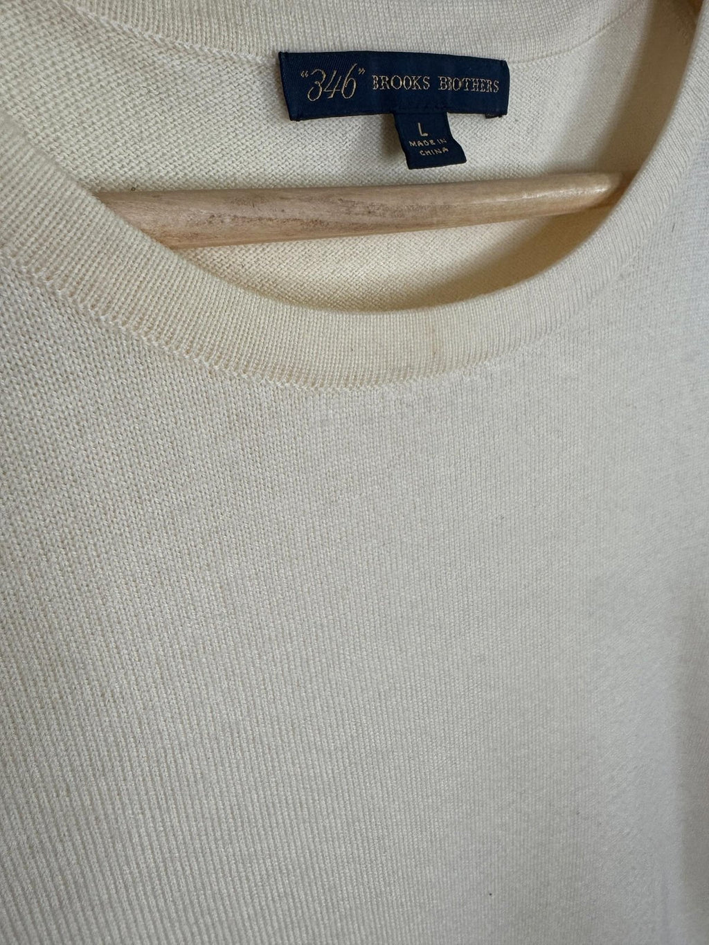 Brooks Brothers Merino Wool Short Sleeve Knit Top Cream