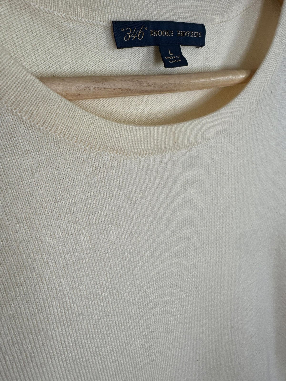 Brooks Brothers Merino Wool Short Sleeve Knit Top Cream