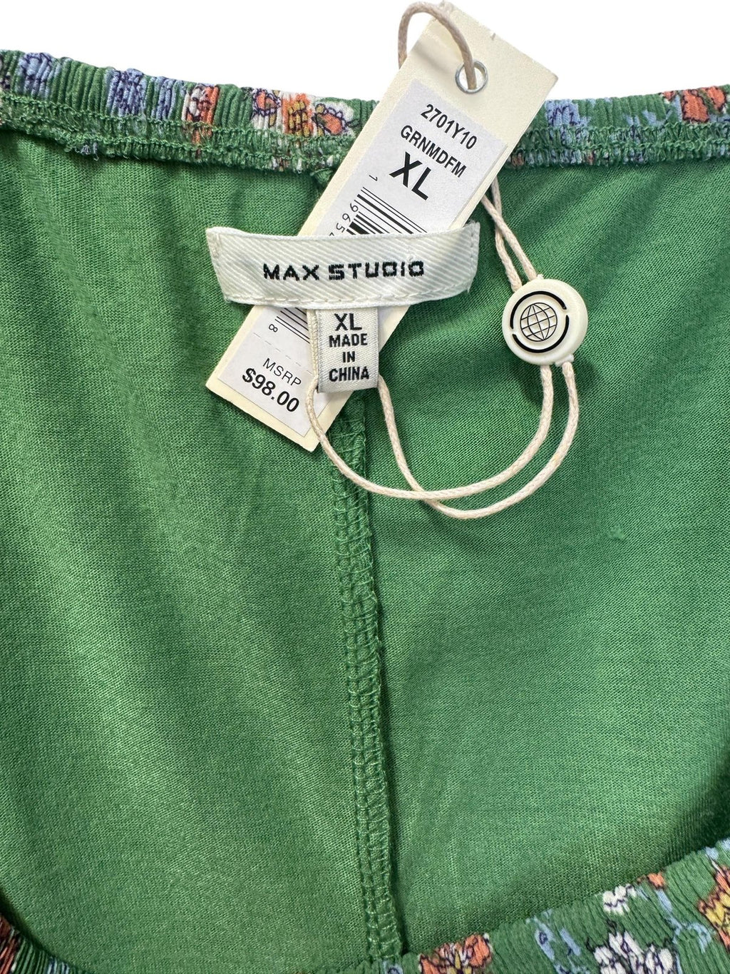 Max Studio Green Floral Print Mini Skirt XL