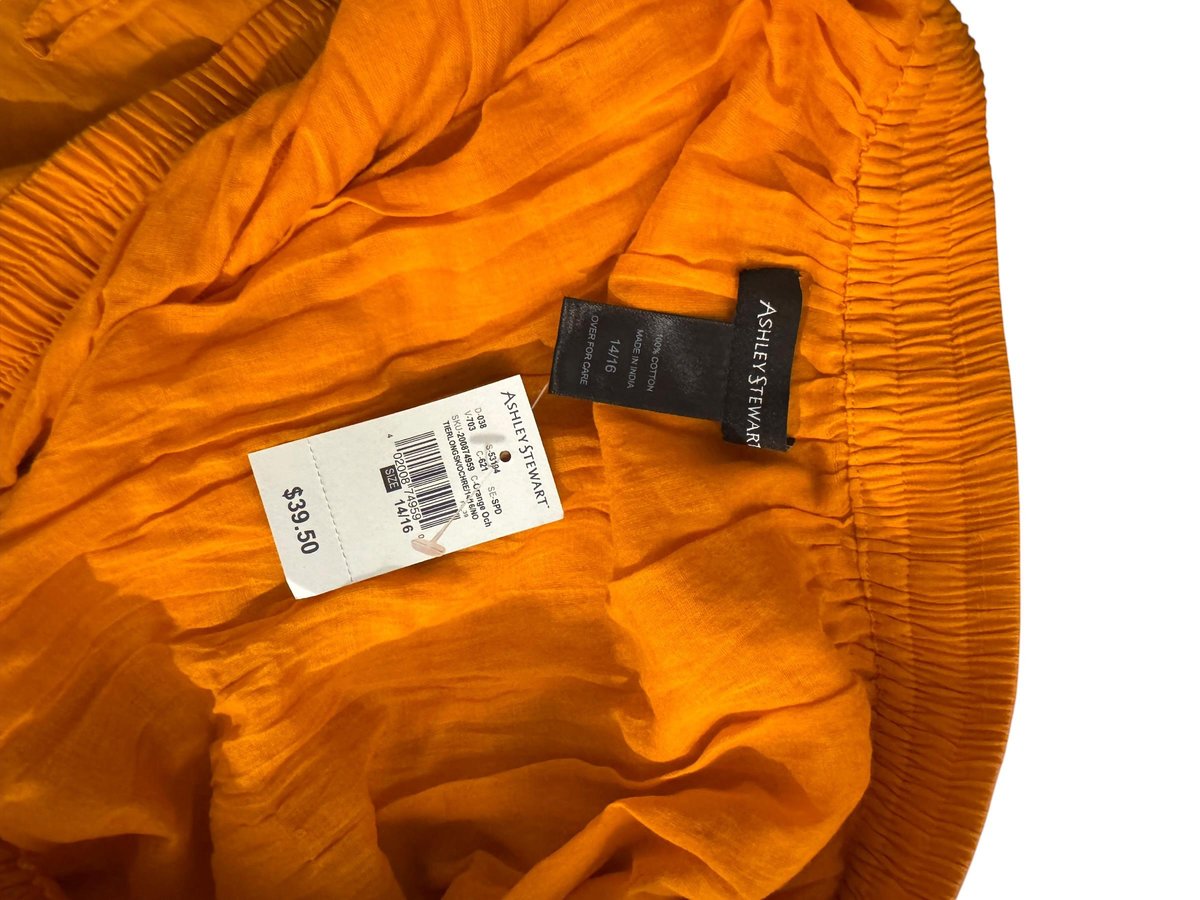 Ashley Stewart Orange Tiered Maxi Skirt Plus Size 14/16