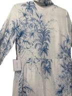 1.STATE Tropical Toile Print Tiered Maxi Shirtdress White Blue