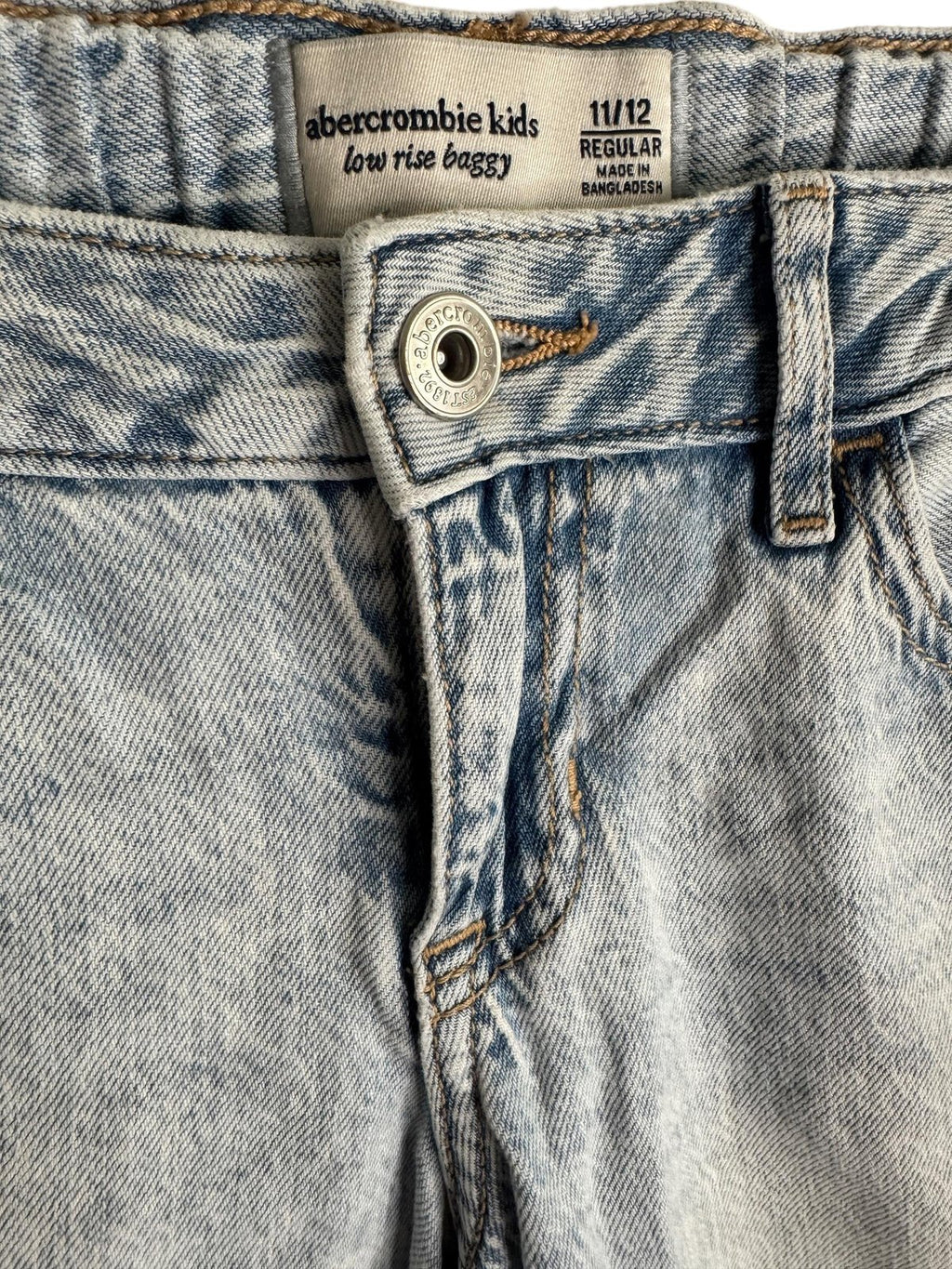 Abercrombie Kids Low Rise Baggy Distressed Jeans Light Blue