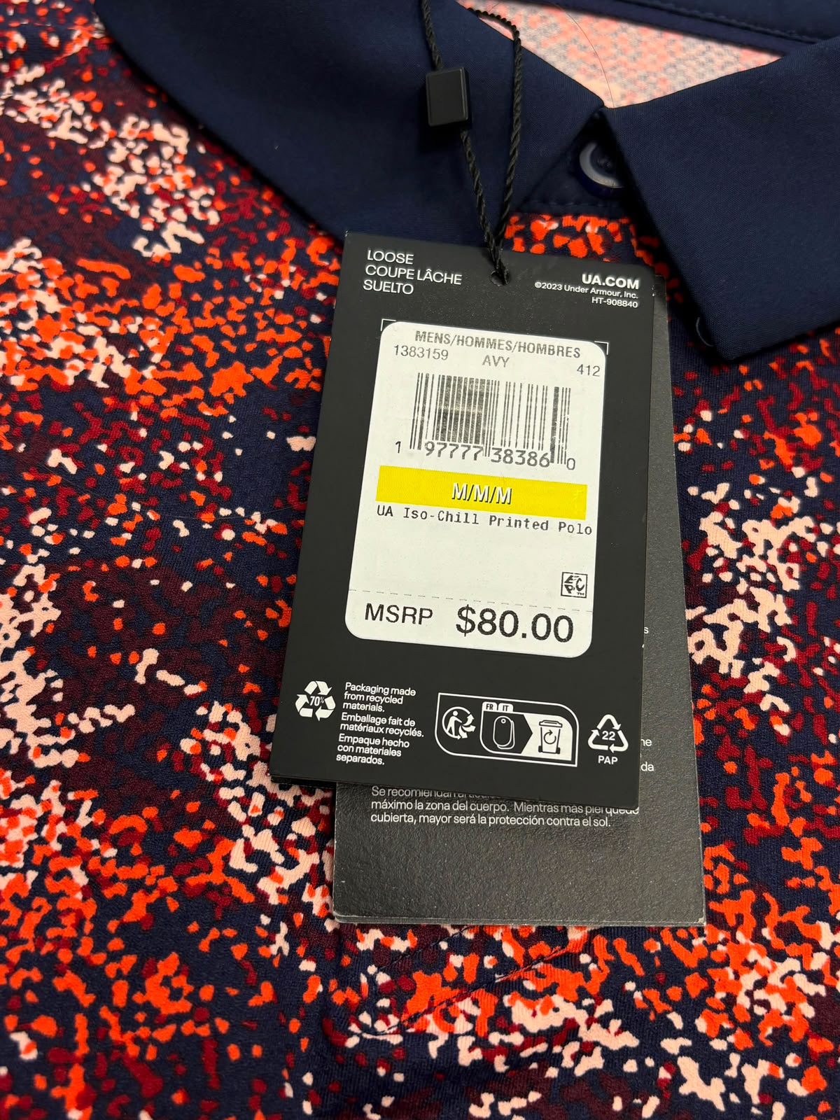 Under Armour UA Iso-Chill Printed Golf Polo Navy