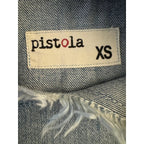 Pistola Fringe Denim Crop Top Light Blue