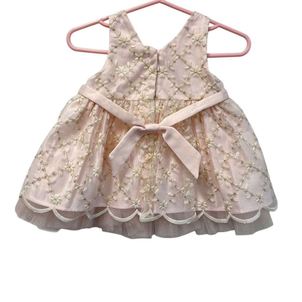 Couture Princess Embroidered Tulle Baby Dress Blush Pink